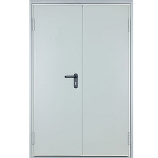 Распашная дверь огнеупорная белая двупольная с порошковым напылением