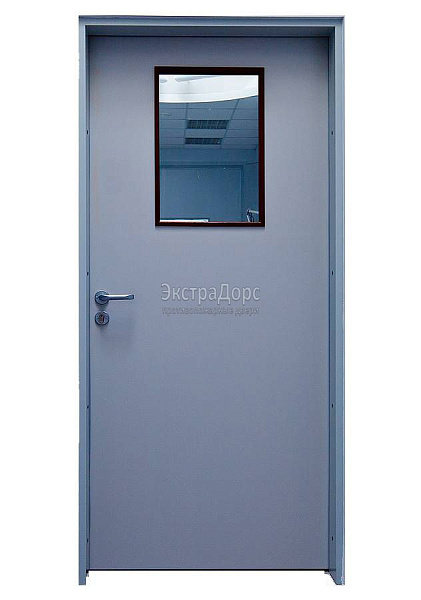 Дверь противопожарная металлическая однопольная EI 30 газодымонепроницаемая со стеклом в Ивантеевке  купить
